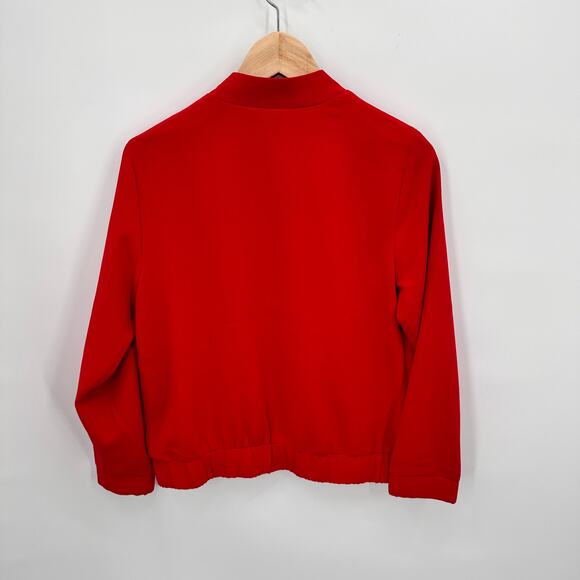 CHICO'S Red Full Zipper Stretch Bomber Jacket // XS - Picture 8 of 9